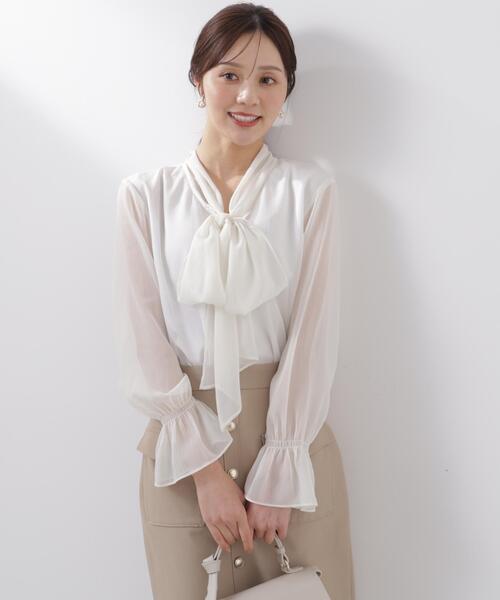 PROPORTION BODY DRESSING（プロポーションボディドレッシング）の「ビックリボンブラウス / 1216110203（シャツ/ブラウス・レディース・ホワイト系その他/ブルー/オフホワイト・MEDIUM/SMALL）」の3枚目の写真