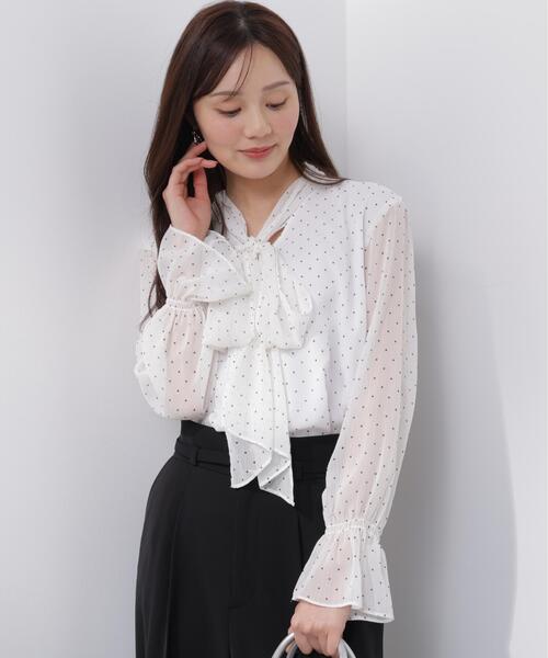 PROPORTION BODY DRESSING（プロポーションボディドレッシング）の「ビックリボンブラウス / 1216110203（シャツ/ブラウス・レディース・ホワイト系その他/ブルー/オフホワイト・MEDIUM/SMALL）」の2枚目の写真