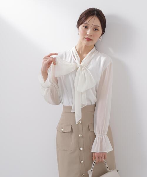 PROPORTION BODY DRESSING（プロポーションボディドレッシング）の「ビックリボンブラウス / 1216110203（シャツ/ブラウス・レディース・ホワイト系その他/ブルー/オフホワイト・MEDIUM/SMALL）」の6枚目の写真