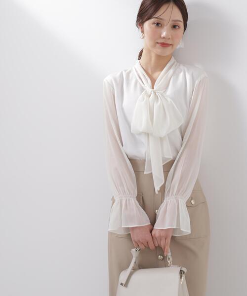 PROPORTION BODY DRESSING（プロポーションボディドレッシング）の「ビックリボンブラウス / 1216110203（シャツ/ブラウス・レディース・ホワイト系その他/ブルー/オフホワイト・MEDIUM/SMALL）」の9枚目の写真