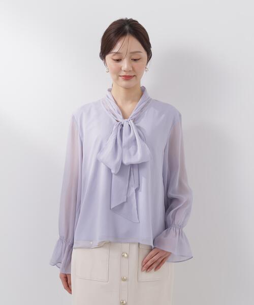 PROPORTION BODY DRESSING(プロポーションボディドレッシング)の「ビックリボンブラウス / 1216110203(シャツ/ブラウス・レディース・ホワイト系その他/ブルー/オフホワイト・MEDIUM/SMALL)」の12枚目の写真