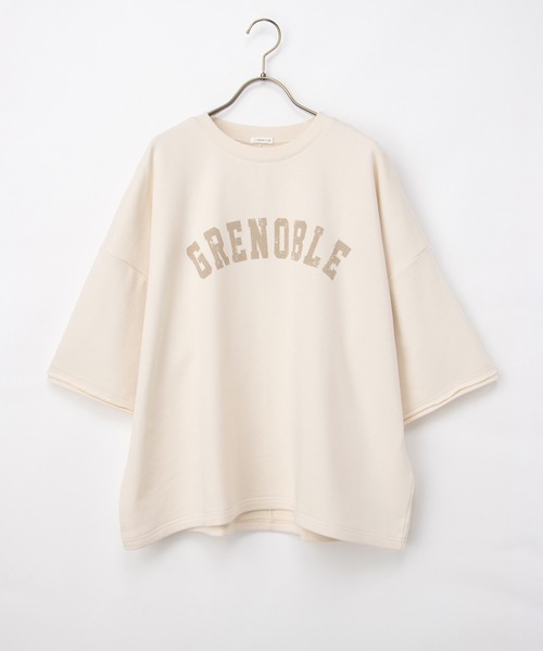 Honeys（ハニーズ）の「７分袖ビッグスウェット（スウェット・レディース・グリーン/アイボリー/スミクロ/杢グレー・F）」の13枚目の写真