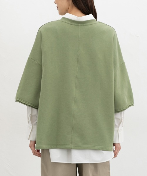 Honeys（ハニーズ）の「７分袖ビッグスウェット（スウェット・レディース・グリーン/アイボリー/スミクロ/杢グレー・F）」の22枚目の写真