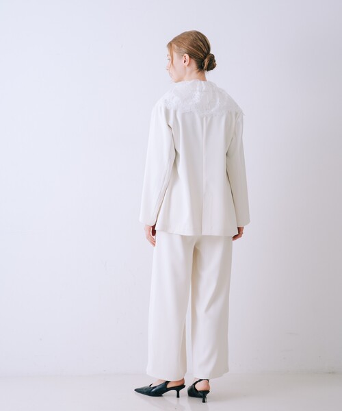 SELFIST(セルフィスト)の「【セットアップ対応】レース付きテーラドカラージャケット 春服 羽織り(テーラードジャケット・レディース・ネイビー/アイボリー/グレー・38/36)」の11枚目の写真