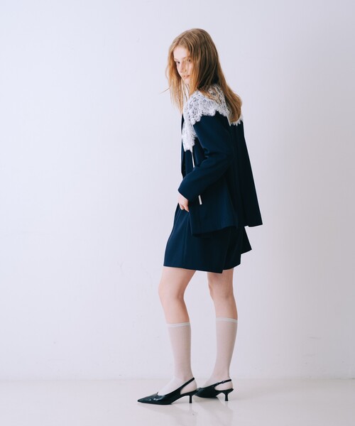 SELFIST(セルフィスト)の「【セットアップ対応】レース付きテーラドカラージャケット 春服 羽織り(テーラードジャケット・レディース・ネイビー/アイボリー/グレー・38/36)」の19枚目の写真