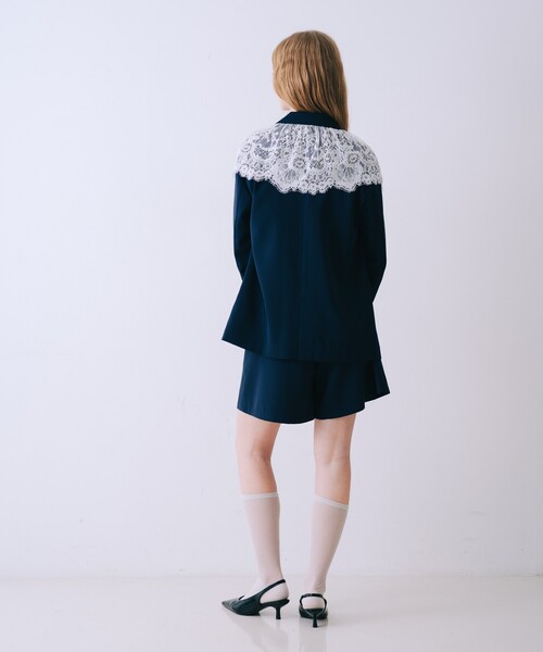 SELFIST(セルフィスト)の「【セットアップ対応】レース付きテーラドカラージャケット 春服 羽織り(テーラードジャケット・レディース・ネイビー/アイボリー/グレー・38/36)」の20枚目の写真