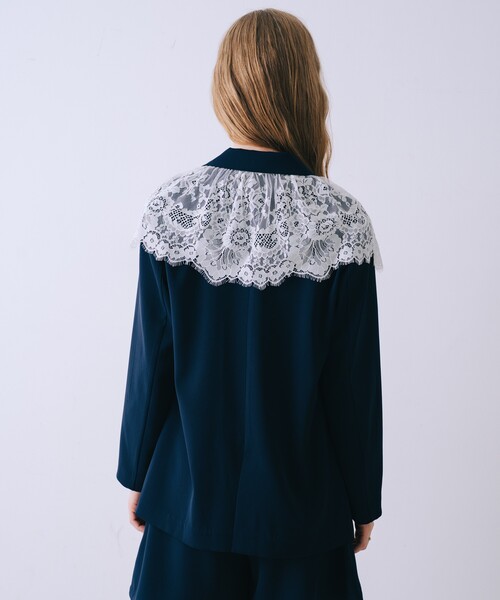 SELFIST(セルフィスト)の「【セットアップ対応】レース付きテーラドカラージャケット 春服 羽織り(テーラードジャケット・レディース・ネイビー/アイボリー/グレー・38/36)」の21枚目の写真