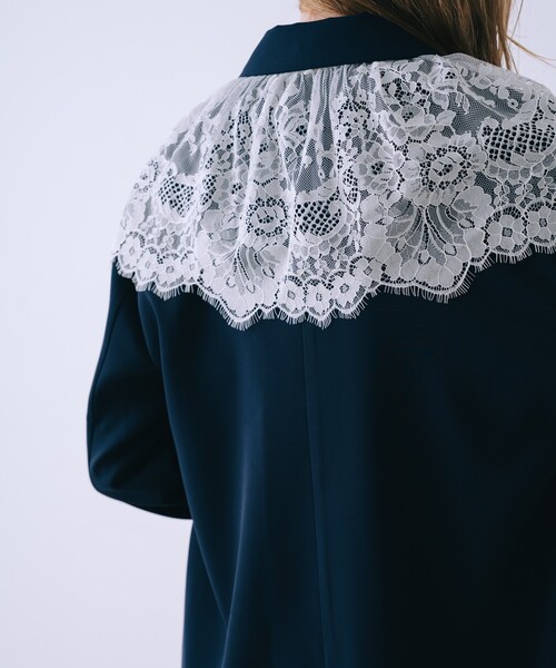 SELFIST(セルフィスト)の「【セットアップ対応】レース付きテーラドカラージャケット 春服 羽織り(テーラードジャケット・レディース・ネイビー/アイボリー/グレー・38/36)」の22枚目の写真