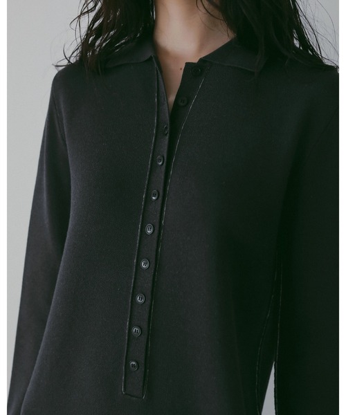 anuke(アンヌーク)の「Knit Polo Onepiece(ワンピース・レディース・チャコールグレー/ベージュ・36inch/38inch)」の6枚目の写真