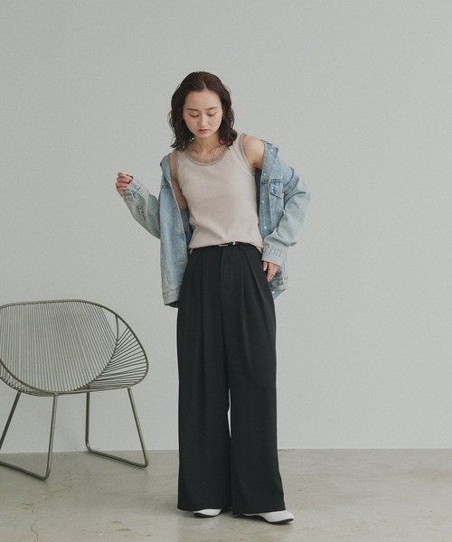 ad thie（アドティエ）の「チュール リブ タンクトップ（タンクトップ・レディース・ブラック/グレイッシュベージュ/オフホワイト/ブラウン・MEDIUM/LARGE）」の13枚目の写真