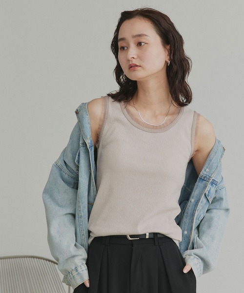 ad thie（アドティエ）の「チュール リブ タンクトップ（タンクトップ・レディース・ブラック/グレイッシュベージュ/オフホワイト/ブラウン・MEDIUM/LARGE）」の15枚目の写真