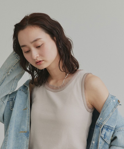 ad thie（アドティエ）の「チュール リブ タンクトップ（タンクトップ・レディース・ブラック/グレイッシュベージュ/オフホワイト/ブラウン・MEDIUM/LARGE）」の16枚目の写真