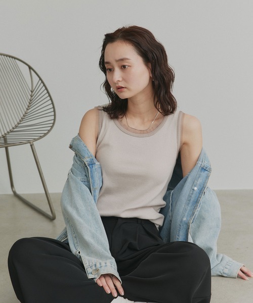 ad thie（アドティエ）の「チュール リブ タンクトップ（タンクトップ・レディース・ブラック/グレイッシュベージュ/オフホワイト/ブラウン・MEDIUM/LARGE）」の18枚目の写真