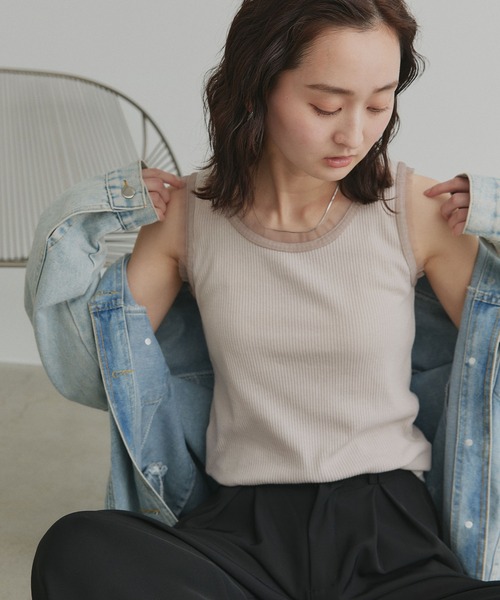 ad thie（アドティエ）の「チュール リブ タンクトップ（タンクトップ・レディース・ブラック/グレイッシュベージュ/オフホワイト/ブラウン・MEDIUM/LARGE）」の19枚目の写真