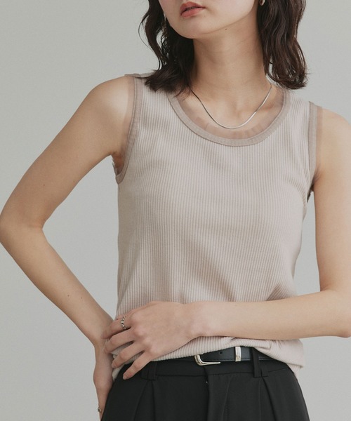 ad thie（アドティエ）の「チュール リブ タンクトップ（タンクトップ・レディース・ブラック/グレイッシュベージュ/オフホワイト/ブラウン・MEDIUM/LARGE）」の20枚目の写真