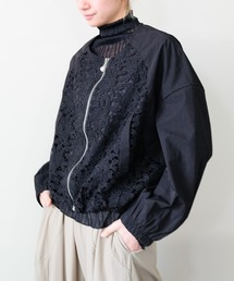 DOLLUPOOPS（ドールアップウップス）の「Lace Combination Zip-up Blouson(レース切替ジップアップブルゾン)（ブルゾン）」