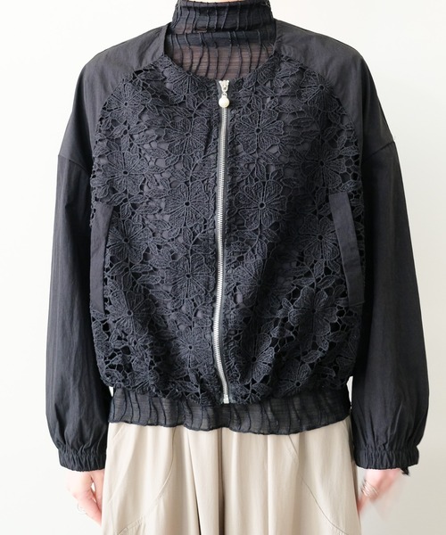 DOLLUPOOPS(ドールアップウップス)の「Lace Combination Zip-up Blouson(レース切替ジップアップブルゾン)(ブルゾン・レディース・ブラック/ベージュ・FREE)」の22枚目の写真