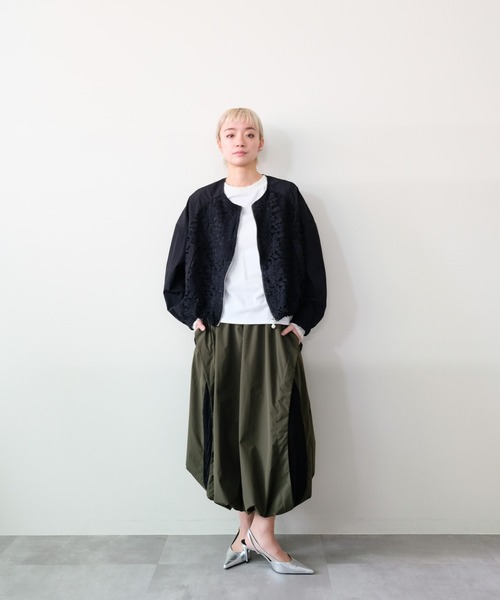 DOLLUPOOPS(ドールアップウップス)の「Lace Combination Zip-up Blouson(レース切替ジップアップブルゾン)(ブルゾン・レディース・ブラック/ベージュ・FREE)」の9枚目の写真