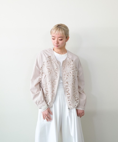 DOLLUPOOPS(ドールアップウップス)の「Lace Combination Zip-up Blouson(レース切替ジップアップブルゾン)(ブルゾン・レディース・ブラック/ベージュ・FREE)」の10枚目の写真
