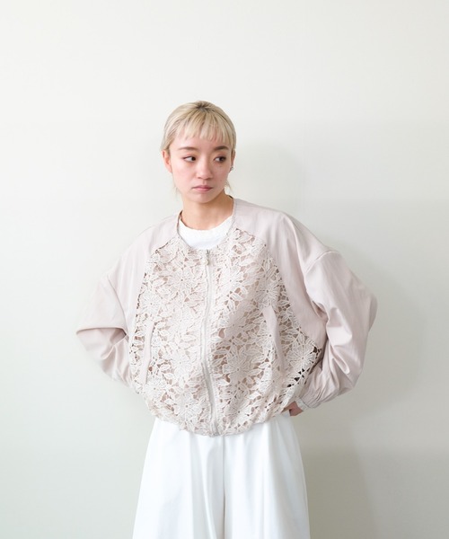 DOLLUPOOPS(ドールアップウップス)の「Lace Combination Zip-up Blouson(レース切替ジップアップブルゾン)(ブルゾン・レディース・ブラック/ベージュ・FREE)」の12枚目の写真