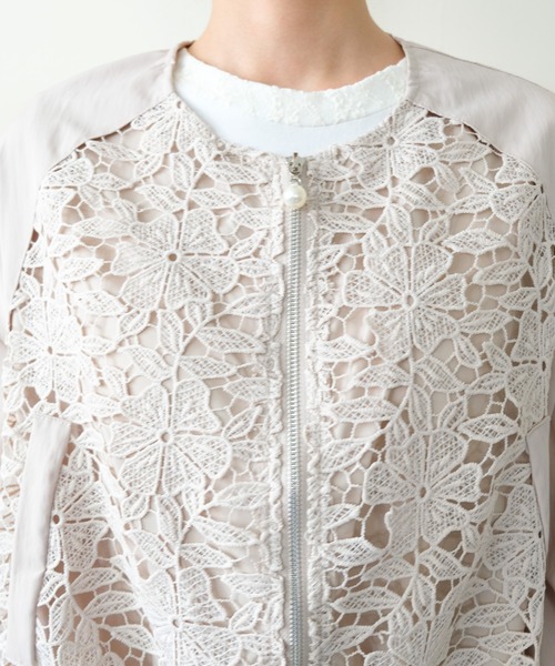 DOLLUPOOPS(ドールアップウップス)の「Lace Combination Zip-up Blouson(レース切替ジップアップブルゾン)(ブルゾン・レディース・ブラック/ベージュ・FREE)」の16枚目の写真