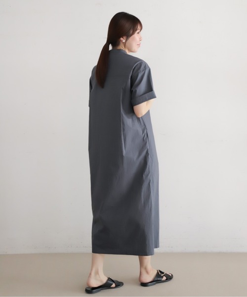 NOMBRE IMPAIR（ノンブルアンペール）の「ねじりピンタックタイプライター　スキッパーワンピース（ワンピース・レディース・チャコールグレー/ブルー・FREE）」の8枚目の写真