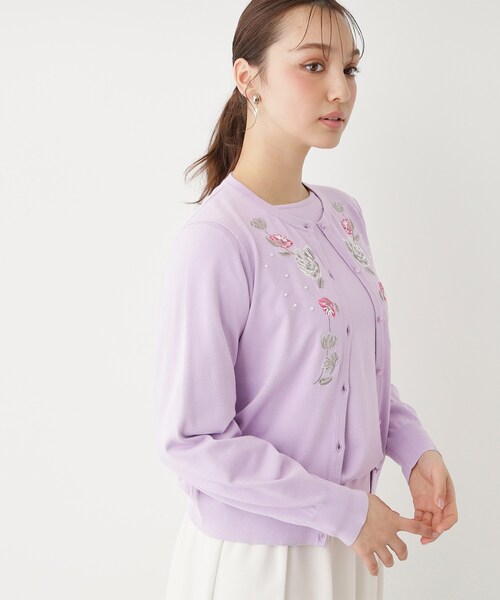 Sunauna(スーナウーナ)の「【SS~Lサイズ展開/フラワー刺繍】クラフトカーディガン(カーディガン/ボレロ・レディース・ナチュラル/パープル/ネイビー・34/38/40)」の14枚目の写真