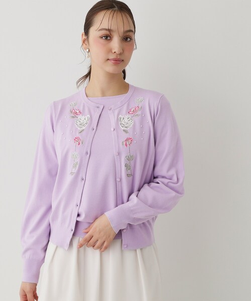 Sunauna(スーナウーナ)の「【SS~Lサイズ展開/フラワー刺繍】クラフトカーディガン(カーディガン/ボレロ・レディース・ナチュラル/パープル/ネイビー・34/38/40)」の13枚目の写真