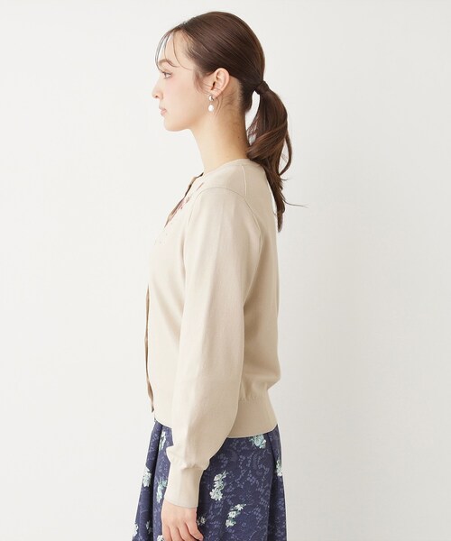 Sunauna(スーナウーナ)の「【SS~Lサイズ展開/フラワー刺繍】クラフトカーディガン(カーディガン/ボレロ・レディース・ナチュラル/パープル/ネイビー・34/38/40)」の6枚目の写真