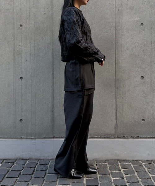 &g'aime（アンジェム）の「【&ｇ'aime 】シアージャカードブルゾン　Sheer Jacquard Blouson（ノーカラージャケット・レディース・ホワイト/ブラック・FREE）」の22枚目の写真