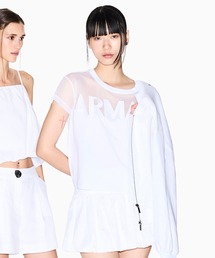 ARMANI EXCHANGE（アルマーニエクスチェンジ）の「【A|X アルマーニ エクスチェンジ】AXロゴ メッシュ半袖クルーネッククロップドTシャツ/CROPPED（Tシャツ/カットソー）」