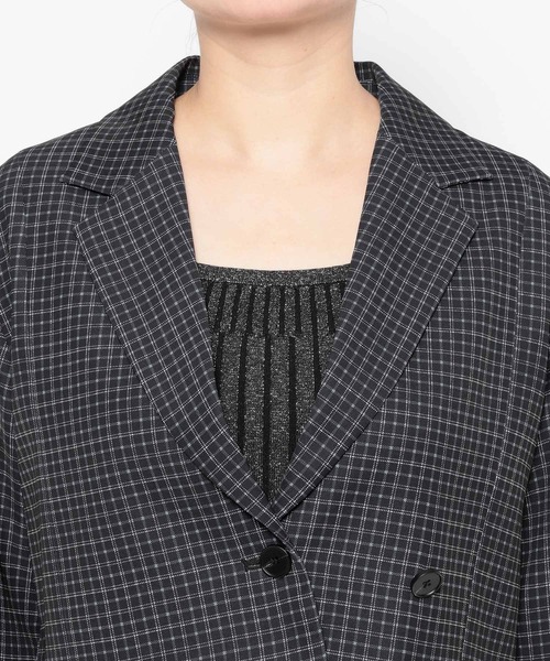 HARE（ハレ）の「トロミソデアキショートジャケット(HARE)（テーラードジャケット・レディース・チェック/ブラック/グリーン・FREE）」の9枚目の写真