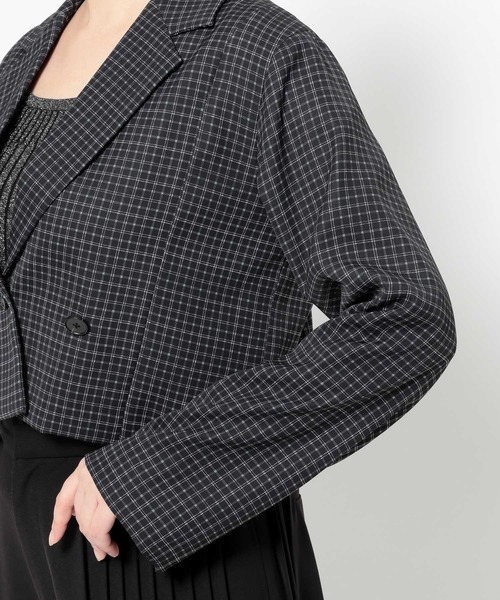 HARE（ハレ）の「トロミソデアキショートジャケット(HARE)（テーラードジャケット・レディース・チェック/ブラック/グリーン・FREE）」の10枚目の写真