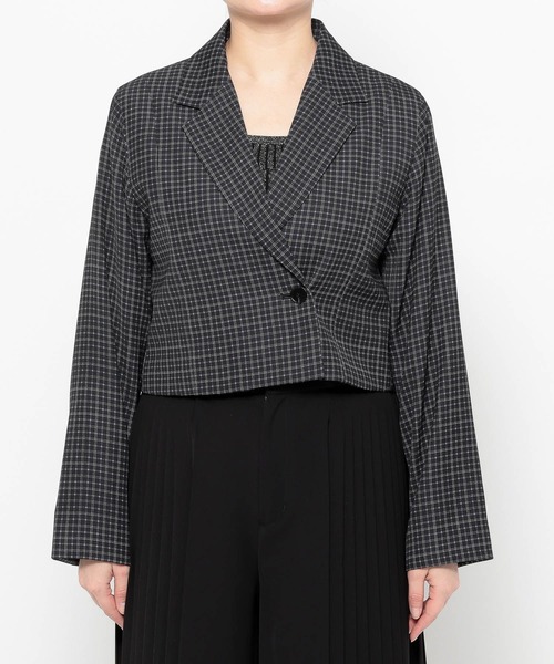 HARE（ハレ）の「トロミソデアキショートジャケット(HARE)（テーラードジャケット・レディース・チェック/ブラック/グリーン・FREE）」の15枚目の写真