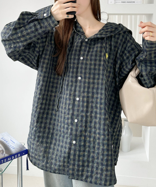 U.S. POLO ASSN.(ユーエスポロアッスン)の「【Ada.別注 U.S. POLO ASSN】ヴィンテージライク チェック シャツ パーカー(シャツ/ブラウス・レディース・カーキ/ネイビー/ブラウン・FREE)」の20枚目の写真