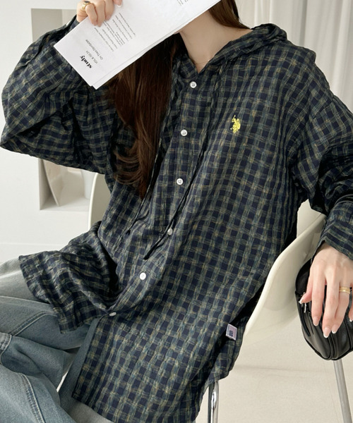 U.S. POLO ASSN.(ユーエスポロアッスン)の「【Ada.別注 U.S. POLO ASSN】ヴィンテージライク チェック シャツ パーカー(シャツ/ブラウス・レディース・カーキ/ネイビー/ブラウン・FREE)」の17枚目の写真