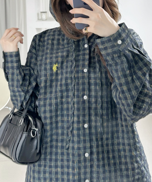 U.S. POLO ASSN.(ユーエスポロアッスン)の「【Ada.別注 U.S. POLO ASSN】ヴィンテージライク チェック シャツ パーカー(シャツ/ブラウス・レディース・カーキ/ネイビー/ブラウン・FREE)」の19枚目の写真