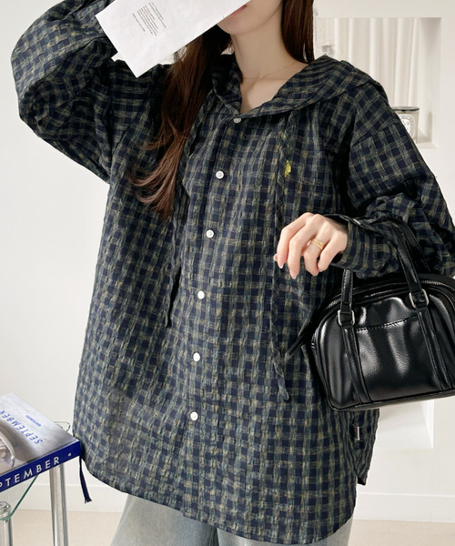 U.S. POLO ASSN.(ユーエスポロアッスン)の「【Ada.別注 U.S. POLO ASSN】ヴィンテージライク チェック シャツ パーカー(シャツ/ブラウス・レディース・カーキ/ネイビー/ブラウン・FREE)」の18枚目の写真