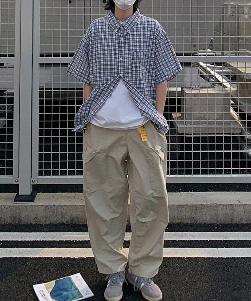 WYZ wear（ダブリューワイジィーウェア）の「チェック柄半袖シャツ/ユニセックス（シャツ/ブラウス・メンズ・ネイビー/ブラック・M/L）」の22枚目の写真
