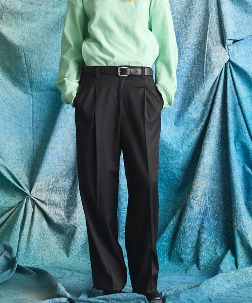 MAISON SPECIAL(メゾンスペシャル)の「《UNISEX》【Loro Piana Fabric】Prime-Wide One-tuck Trousers/【ロロ・ピアーナ ファブリック】プライムワイドワンタックスラックス【MAISON SPECIAL/メゾンスペシャル】■セットアップ対応■(スラックス・メンズ・ブラック・2/1/0)」の4枚目の写真