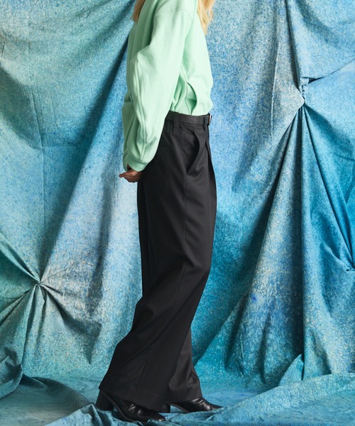 MAISON SPECIAL(メゾンスペシャル)の「《UNISEX》【Loro Piana Fabric】Prime-Wide One-tuck Trousers/【ロロ・ピアーナ ファブリック】プライムワイドワンタックスラックス【MAISON SPECIAL/メゾンスペシャル】■セットアップ対応■(スラックス・メンズ・ブラック・2/1/0)」の6枚目の写真