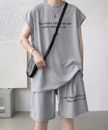 link lot（リンクロット）の「【2点セット】レタリング・ノースリーブ セットアップ（ルームウェア/パジャマ）」