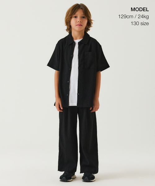 MUSINSA STANDARD KIDS（ムシンサスタンダードキッズ）の「クリンクルワンタックワイドバンディングパンツ[ブラック]（その他パンツ・レディース・その他・100/110/120/130/140/150/160）」の2枚目の写真