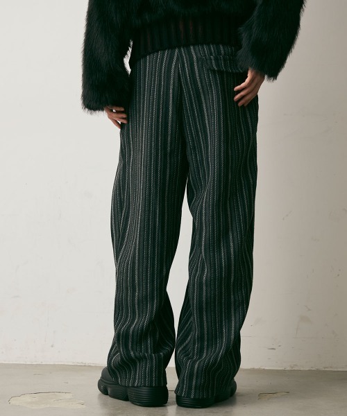 Shoowtime(ショウタイム)の「Stripe Wool Like Wide Slacks / ストライプウールライクワイドスラックス(スラックス・メンズ・ブラック系・X-LARGE/LARGE/MEDIUM)」の7枚目の写真