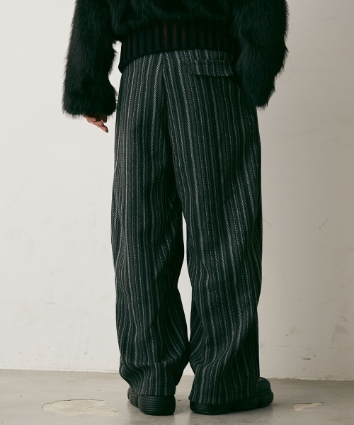 Shoowtime(ショウタイム)の「Stripe Wool Like Wide Slacks / ストライプウールライクワイドスラックス(スラックス・メンズ・ブラック系・X-LARGE/LARGE/MEDIUM)」の8枚目の写真