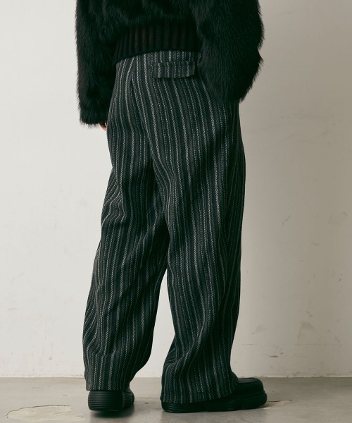Shoowtime(ショウタイム)の「Stripe Wool Like Wide Slacks / ストライプウールライクワイドスラックス(スラックス・メンズ・ブラック系・X-LARGE/LARGE/MEDIUM)」の9枚目の写真