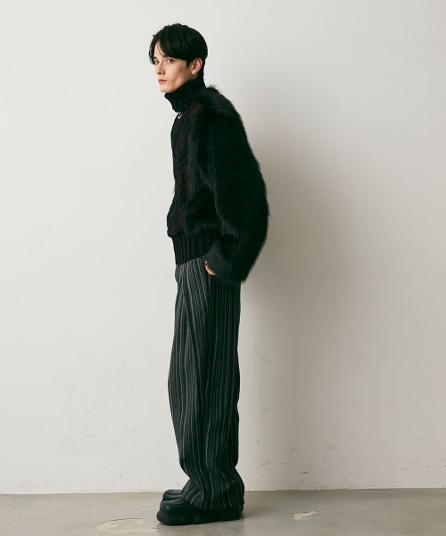 Shoowtime(ショウタイム)の「Stripe Wool Like Wide Slacks / ストライプウールライクワイドスラックス(スラックス・メンズ・ブラック系・X-LARGE/LARGE/MEDIUM)」の14枚目の写真