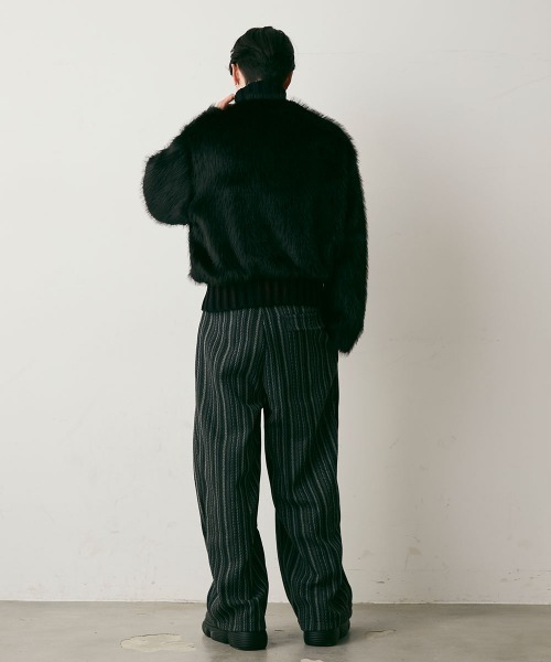 Shoowtime(ショウタイム)の「Stripe Wool Like Wide Slacks / ストライプウールライクワイドスラックス(スラックス・メンズ・ブラック系・X-LARGE/LARGE/MEDIUM)」の15枚目の写真