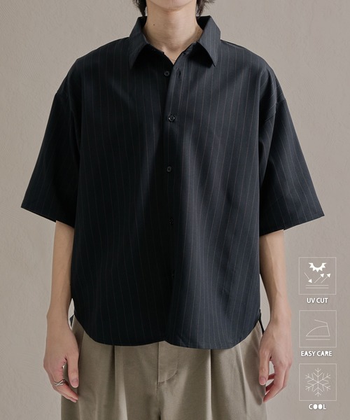 epnok（エプノック）の「ファンクショナルベーシックルーズレギュラーカラー半袖シャツ（シャツ/ブラウス・メンズ・ミント/イエロー/ピンク系1/ブラック系1/グレー系1/ネイビー系1/ピンク/ワイン系1/ホワイト系1/ホワイト系2/ブラック/ライトブルー/オフホワイト/チャコールグレー/ベージュ系1/ブルー/ブルー系1/ブラウン系1/ブラック系2・SMALL/MEDIUM/LARGE）」の6枚目の写真