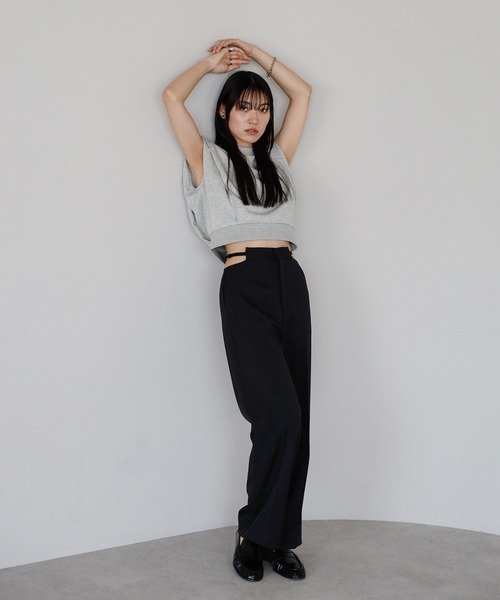 ENC（エンク）の「waist belt design straight pants / ウエストベルトデザインストレートパンツ（その他パンツ・レディース・ベージュ系その他/ブラック・FREE）」の3枚目の写真